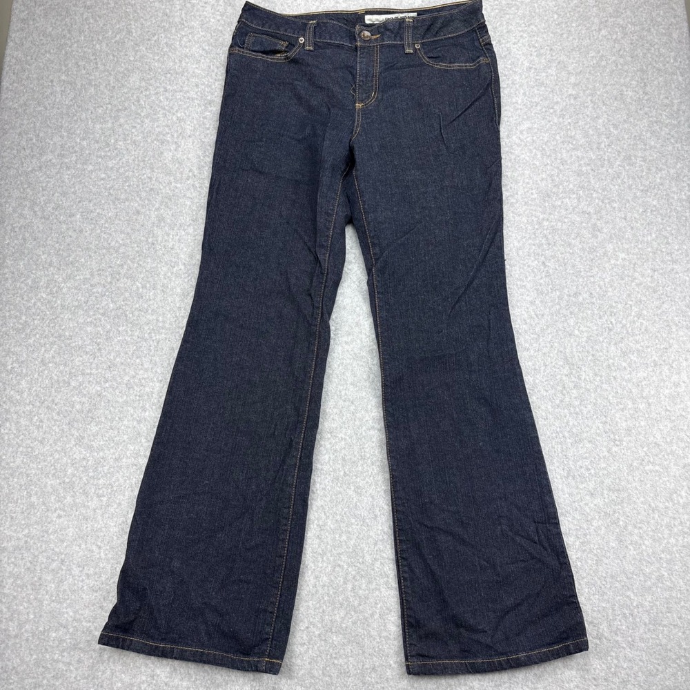DKNY Jeans Womens Plus 14 Blue Dark Wash Bootcut Flare Y2K Soho Contrast Stitch